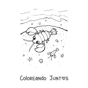 Imagen para colorear de langostas en la playa