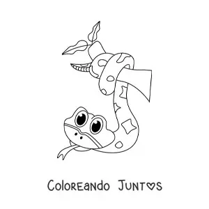 Imagen para colorear de serpiente kawaii de selva