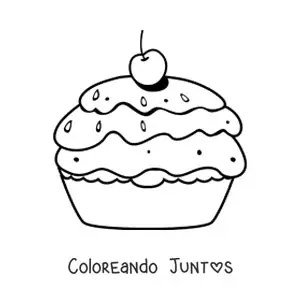 Imagen para colorear de un pastel con una cereza