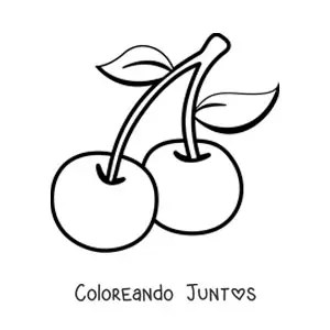 Imagen para colorear de dos cerezas con hojas
