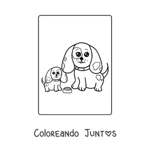 Imagen para colorear de mamá perruna con su cachorro
