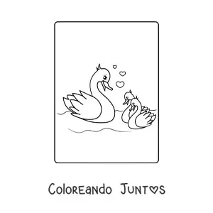 Imagen para colorear de mamá pata con sus patitos