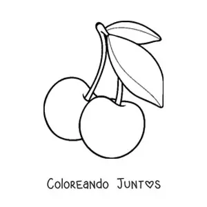 Imagen para colorear de dos cerezas con hojas