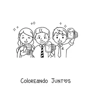 Imagen para colorear de brindis de Año Nuevo