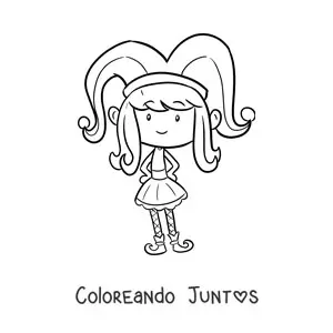 Imagen para colorear de niña con gorro de Carnaval