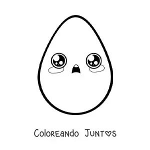 Imagen para colorear de huevo kawaii animado fácil