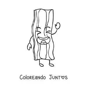 Imagen para colorear de tocino frito kawaii animado