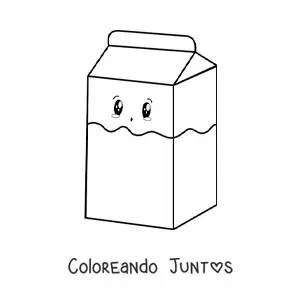 Imagen para colorear de cartón de leche kawaii animado fácil