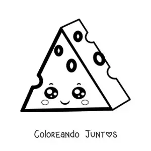 Imagen para colorear de queso kawaii