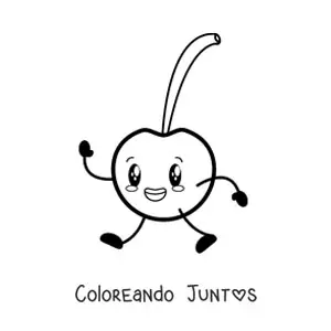 Imagen para colorear de una cereza animada caminando