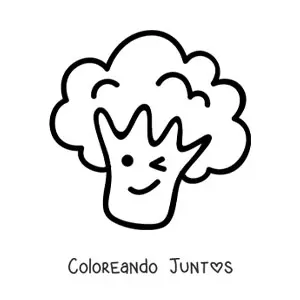 Imagen para colorear de brócoli saludable kawaii animado tierno