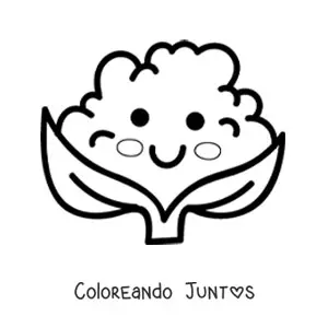 Coliflor saludable kawaii animada grande