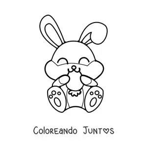 Imagen para colorear de conejo animado comiendo zanahoria