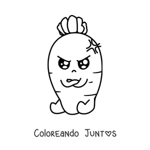 Imagen para colorear de zanahoria kawaii animada