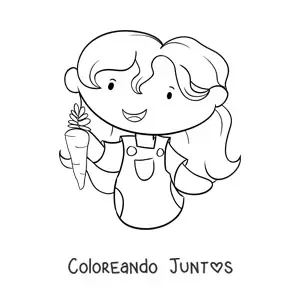 Imagen para colorear de niña con zanahoria