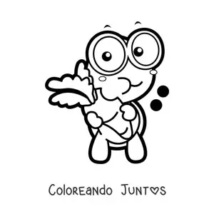 Imagen para colorear de tortuga kawaii comiendo zanahoria