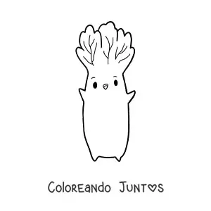 Imagen para colorear de lechuga kawaii