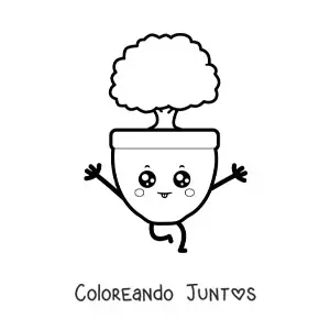 Árbol kawaii pequeño en una maceta fácil