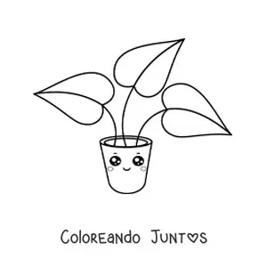 Imagen para colorear de planta bonita en una maceta animada