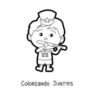 Imagen para colorear de niño flautista en banda marcial