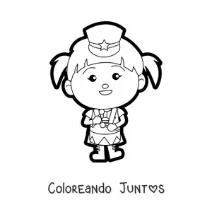 Imagen para colorear de niña tocando el tambor en banda marcial