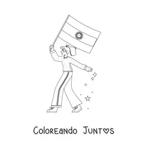 Imagen para colorear de chica con bandera de Argentina