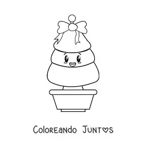 Árbol navideño kawaii con lazo