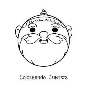 Imagen para colorear de esfera navideña kawaii de Santa