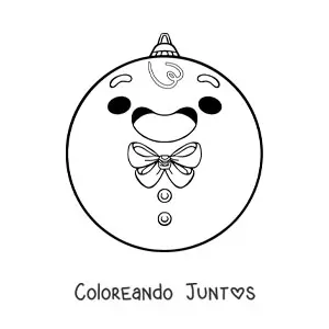 Imagen para colorear de esfera navideña kawaii de hombre de jengibre