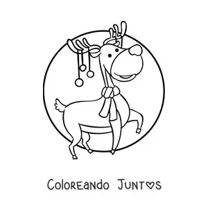Imagen para colorear de reno navideño kawaii