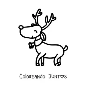 Imagen para colorear de reno navideño con campana