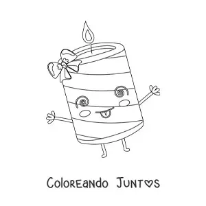Imagen para colorear de vela de Navidad animada