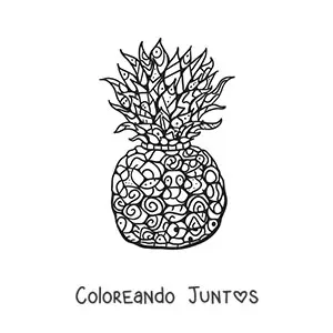 Imagen para colorear de una piña con figuras geométricas