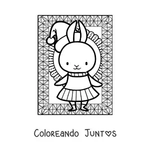 Imagen para colorear de conejita navideña kawaii