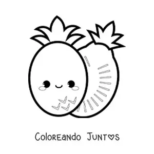 Imagen para colorear de una piña kawaii