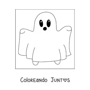 Imagen para colorear de niño disfrazado de fantasma kawaii
