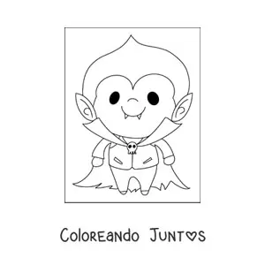 Imagen para colorear de niño disfrazado de vampiro kawaii