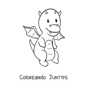 Imagen para colorear de dragón animado sencillo volando