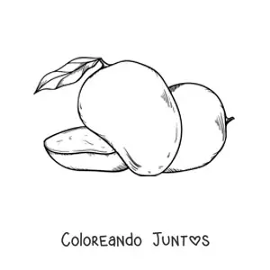 Imagen para colorear de un mango rebanado y otro mango completo