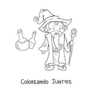 Imagen para colorear de hechicero con pociones