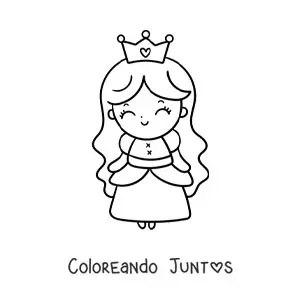 Imagen para colorear de princesa kawaii