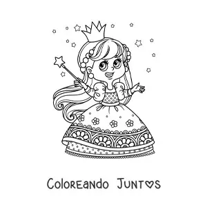 Imagen para colorear de princesa mágica grande