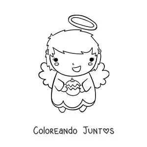 Imagen para colorear de ángel de Navidad con bambalina