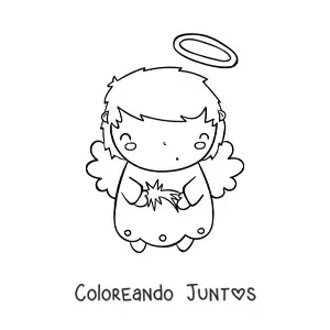 Imagen para colorear de ángel de Navidad tierno con estrella