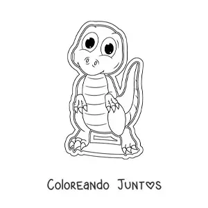 Imagen para colorear de dinosaurio kawaii grande
