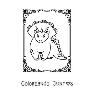 Imagen para colorear de triceratops kawaii grande