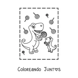 Imagen para colorear de dinosaurio bebé kawaii grande