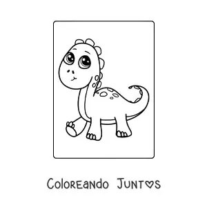 Imagen para colorear de dinosaurio bebé kawaii con su mamá