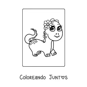 Imagen para colorear de dinosaurio bebé kawaii recién nacido