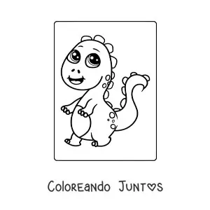 Imagen para colorear de dinosaurio bebé kawaii grande sentado